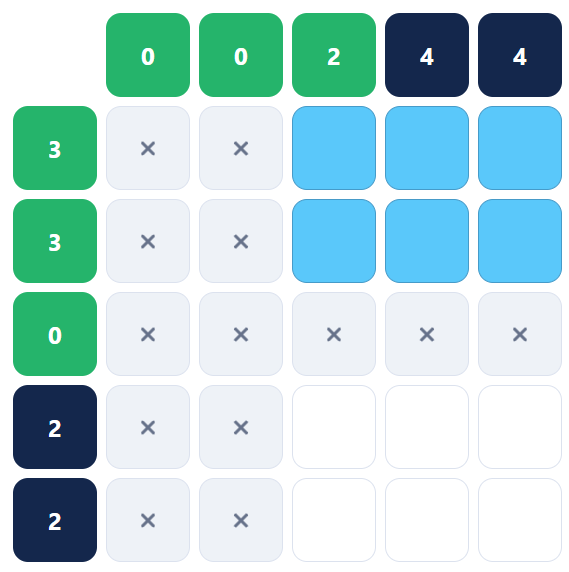 MistGrid puzzle with the first obvious rectangle filled